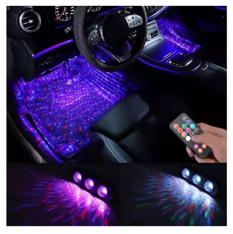 Kit 4 Luces Led Interior Auto 12v Multicolor Sensor Sonido-7