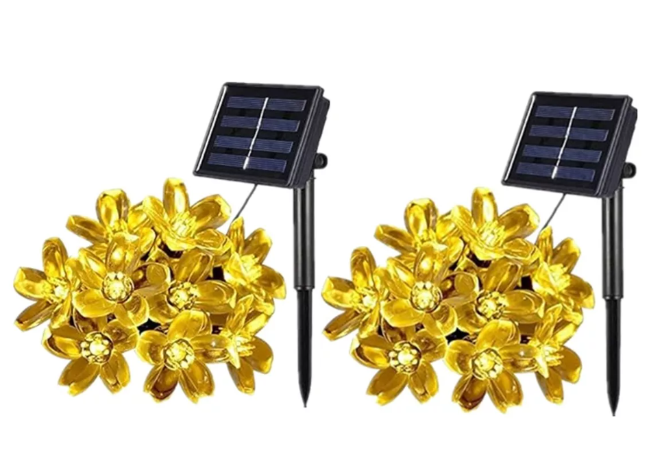 Pack 2 Guirnalda Solar Hada Flor Led Boda 5 Mtrs Calida-0