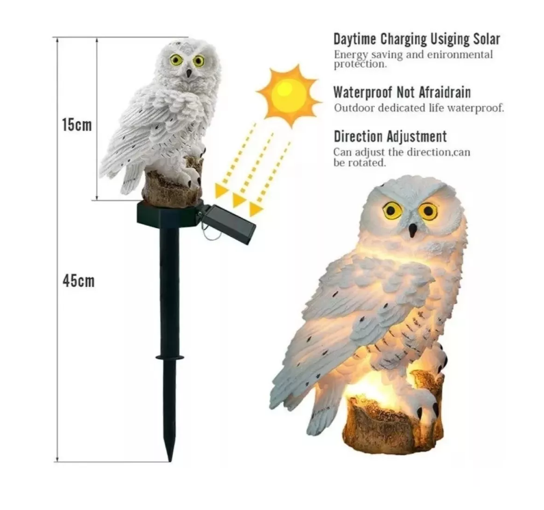 Pack 2 Lampara Led Solar Buho Jardin Terraza Decoracion-1