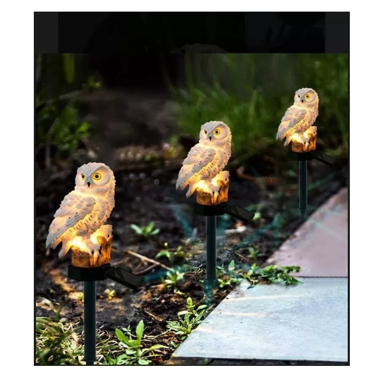 Pack 2 Lampara Led Solar Buho Jardin Terraza Decoracion-2
