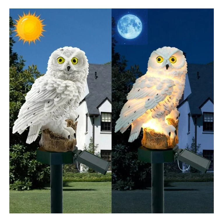 Pack 2 Lampara Led Solar Buho Jardin Terraza Decoracion-3