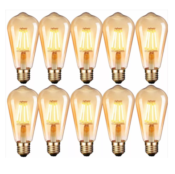 Pack X10 Ampolletas Filamento Led Edison 4w Retro Vintage Luz Luz Cálida-0