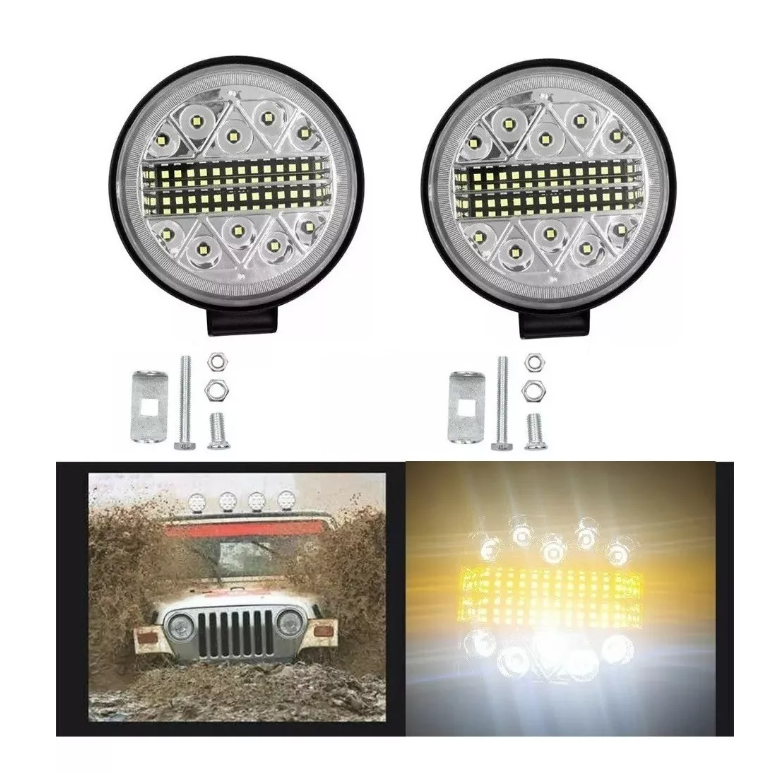 X2 Luces Foco Neblinero Led 102w Estroboscopica Bicolor Auto-5