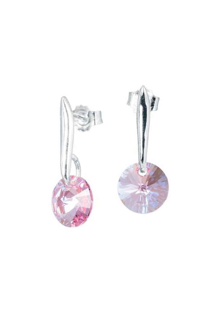 Aros Punto De Luz Plata 925 Cristal Swarovski® Light Rose