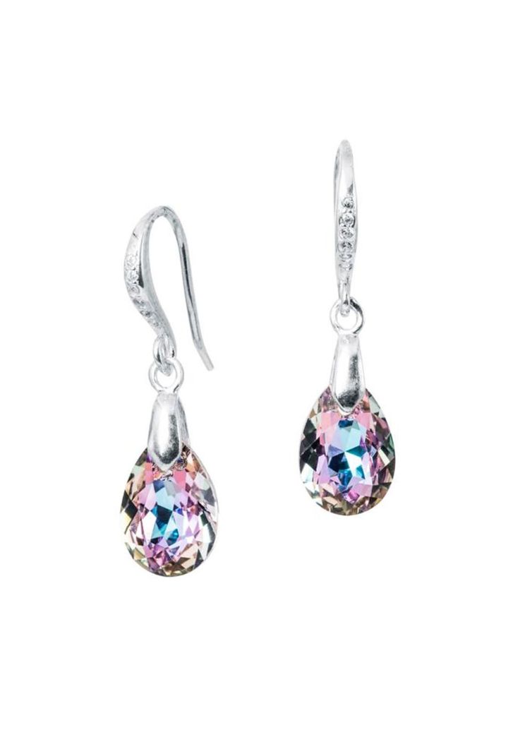 Aros Gota de Luz Plata 925 Cristal Swarovski Vitral Light