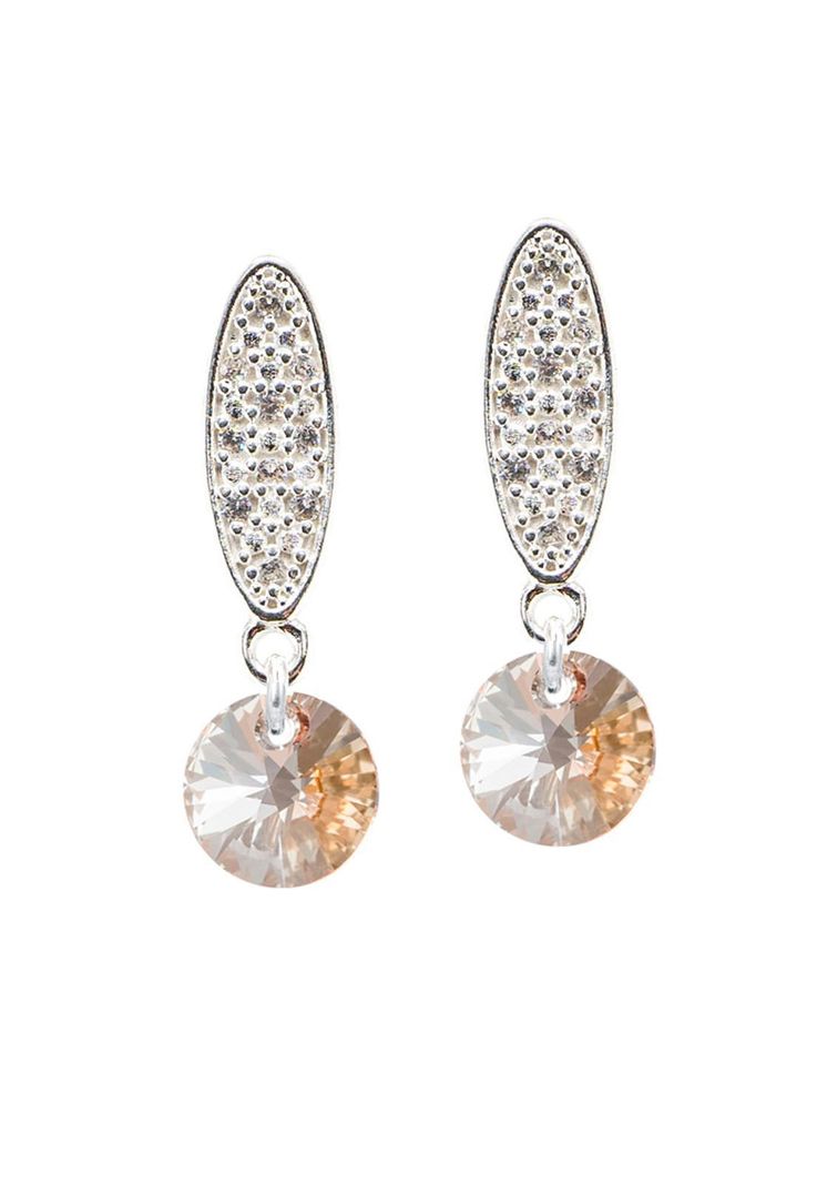 Aros Punto de Luz Baño de Oro Blanco Cristales Golden Shadow-0