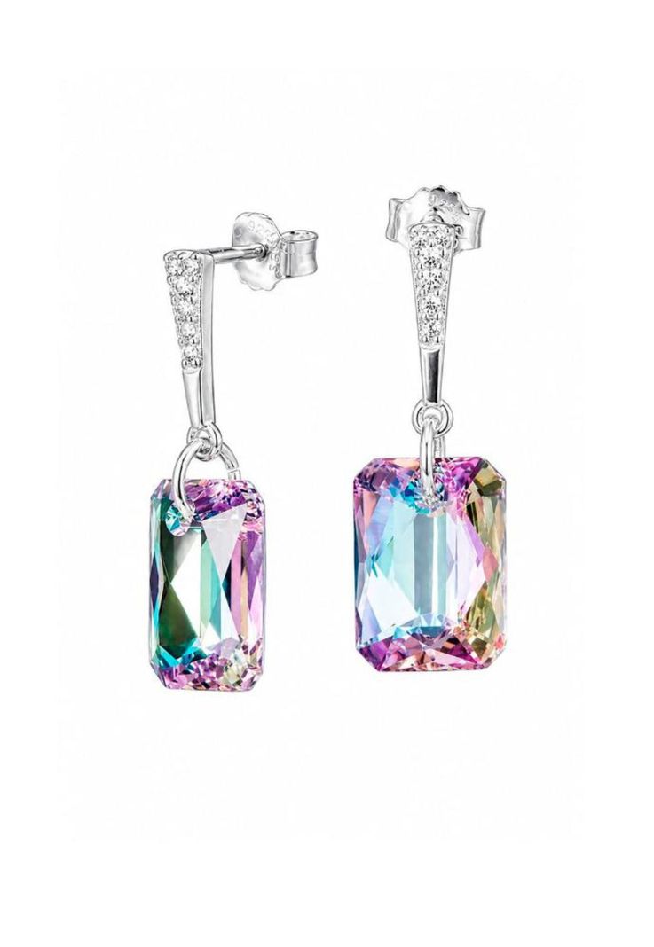Aros Estefania Plata 925 Cristal Swarovski Vitral Light
