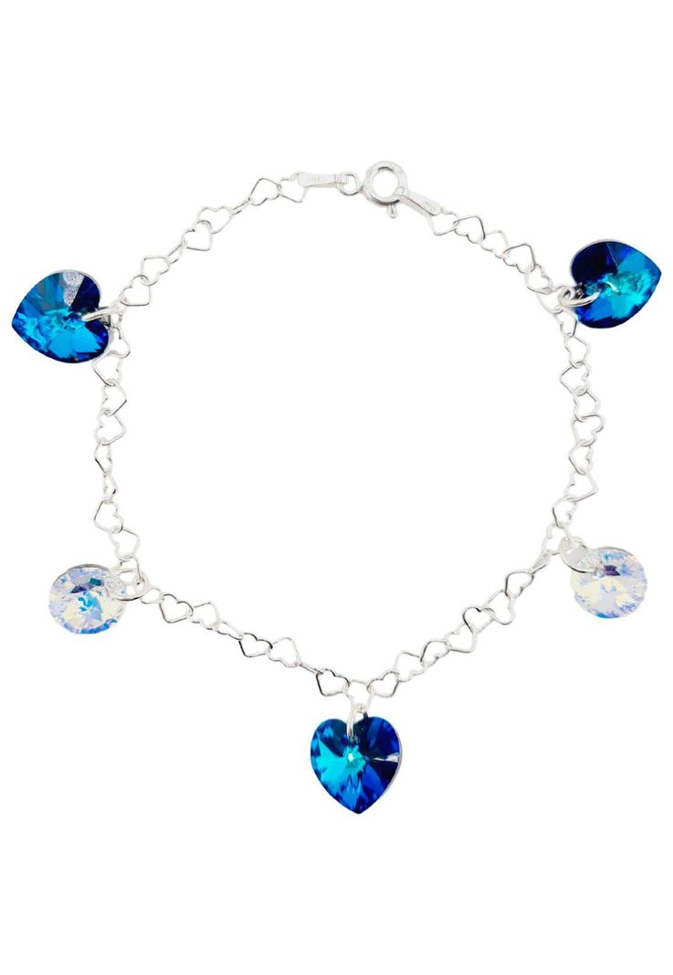 Pulsera Romance Plata italiana 925 Cristales Genuinos Bermuda Blue-0