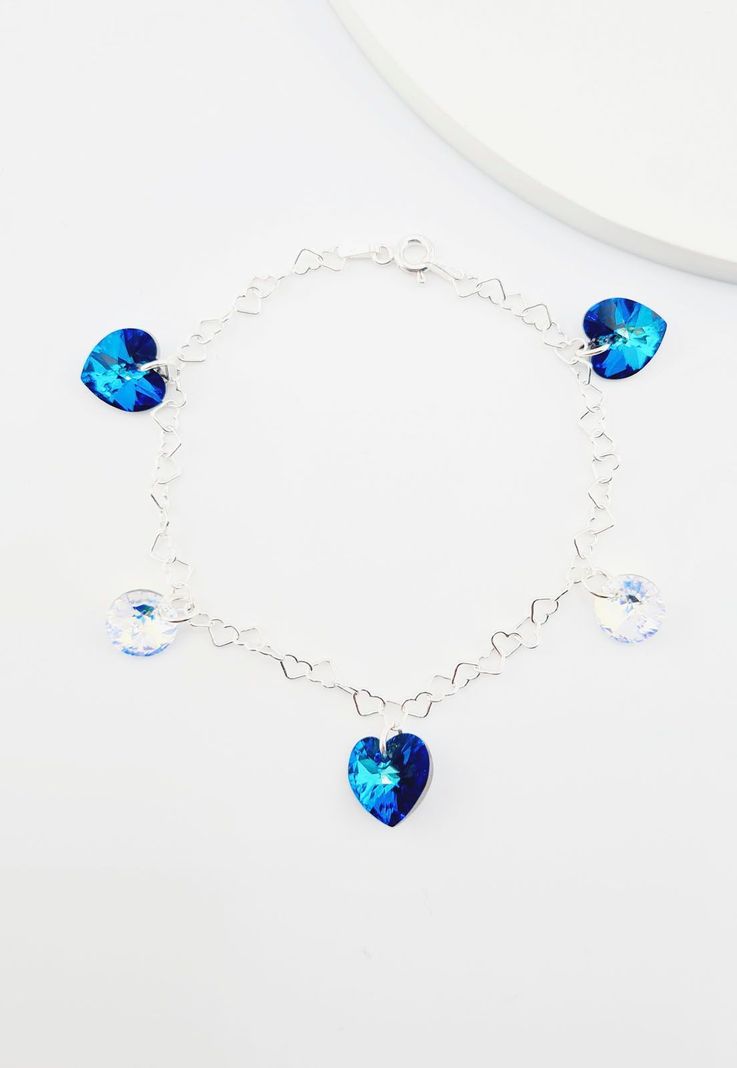 Pulsera Romance Plata italiana 925 Cristales Genuinos Bermuda Blue-1