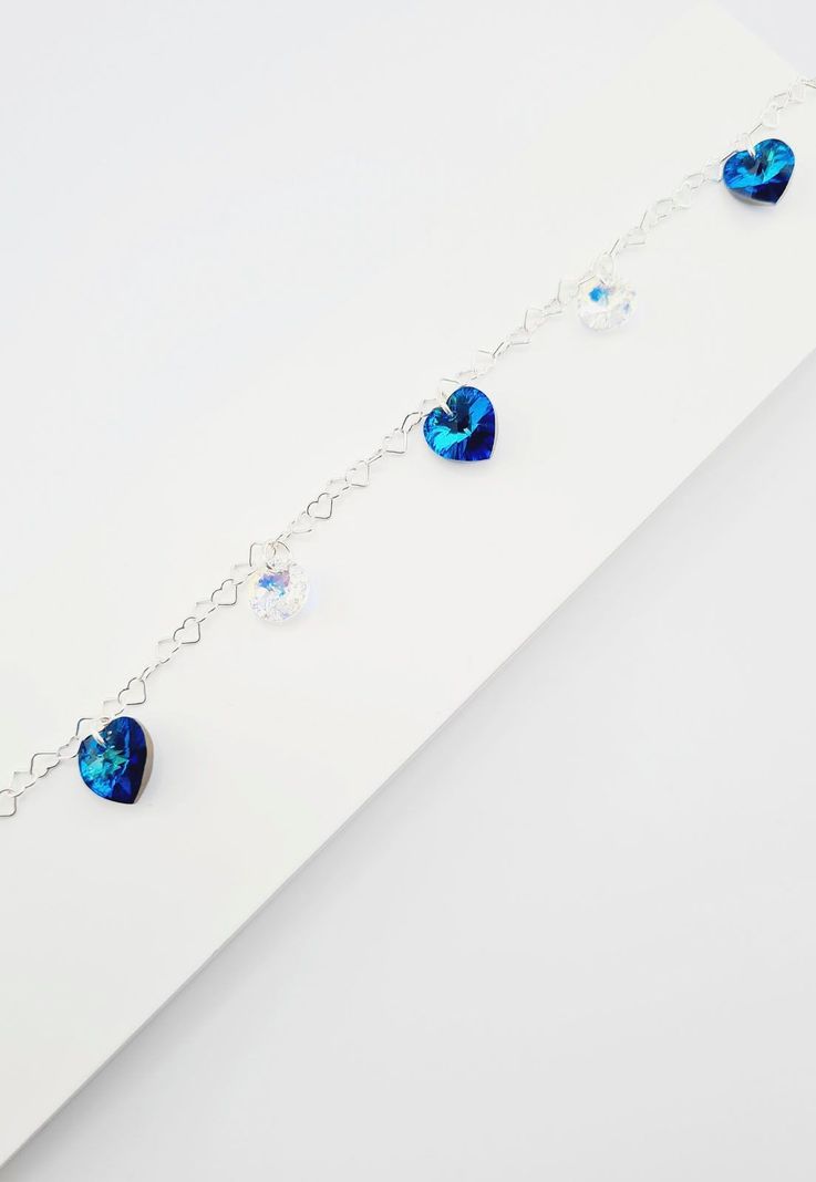 Pulsera Romance Plata italiana 925 Cristales Genuinos Bermuda Blue-2