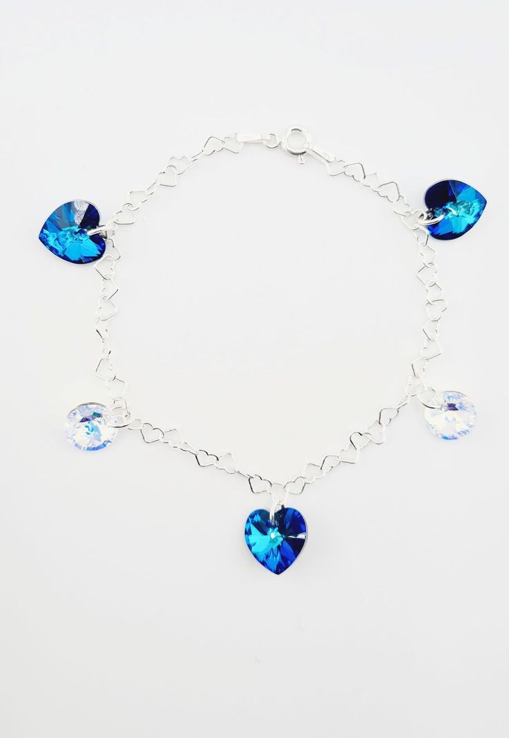 Pulsera Romance Plata italiana 925 Cristales Genuinos Bermuda Blue-3
