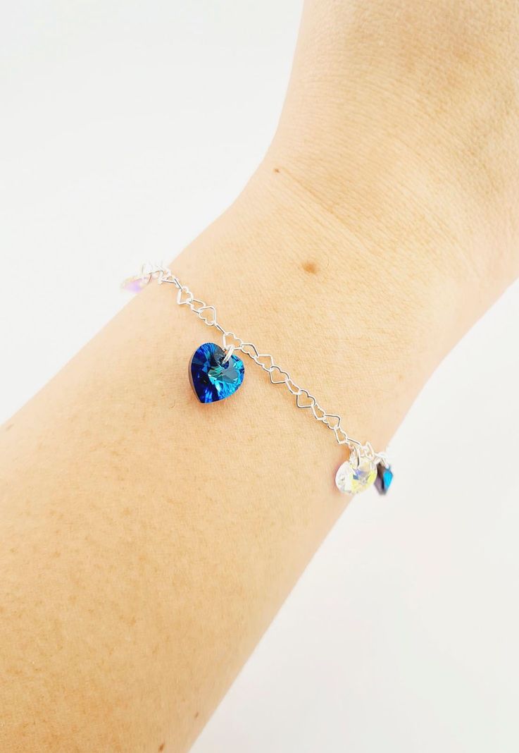 Pulsera Romance Plata italiana 925 Cristales Genuinos Bermuda Blue-4