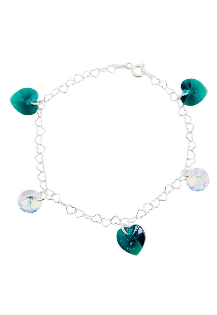 Pulsera Romance Plata Italiana 925 Cristales Genuinos Emerald Shimmer-0