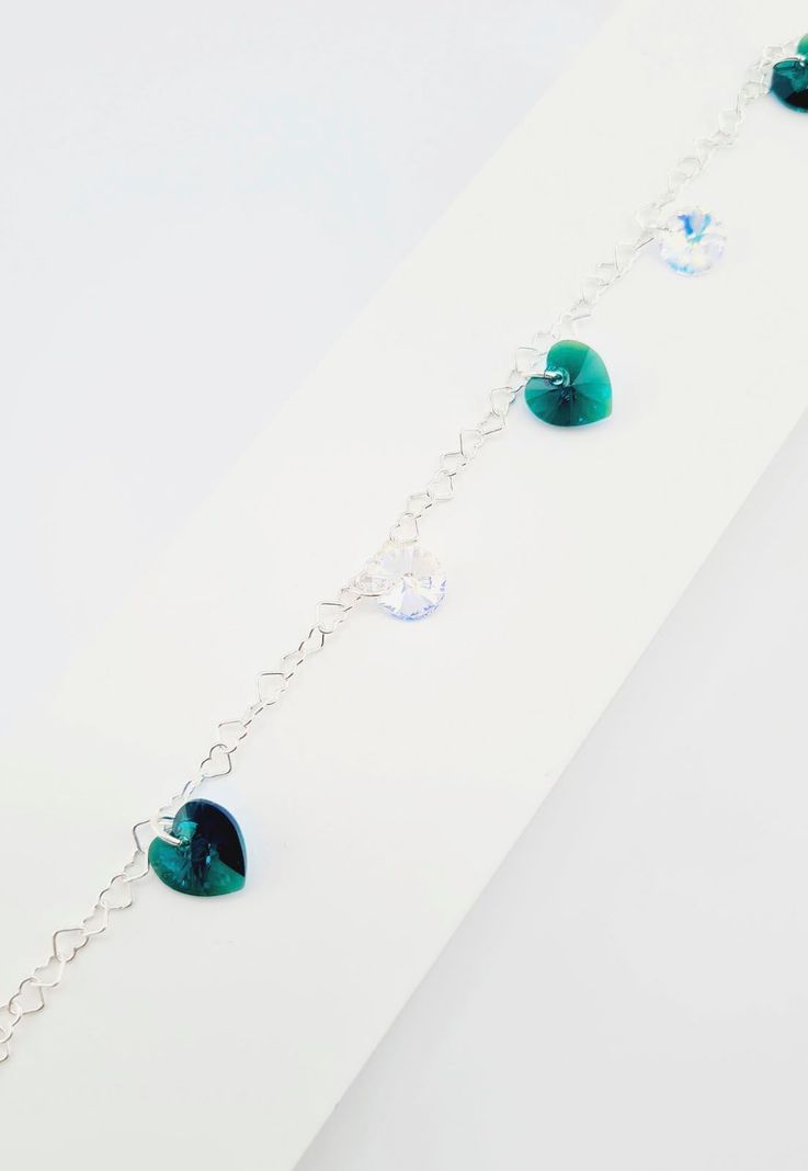 Pulsera Romance Plata Italiana 925 Cristales Genuinos Emerald Shimmer-2