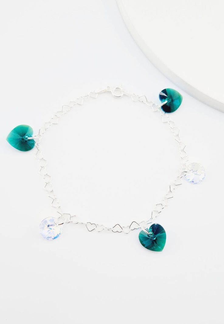 Pulsera Romance Plata Italiana 925 Cristales Genuinos Emerald Shimmer-3