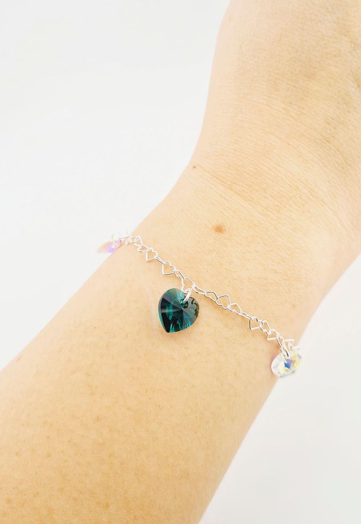 Pulsera Romance Plata Italiana 925 Cristales Genuinos Emerald Shimmer-4