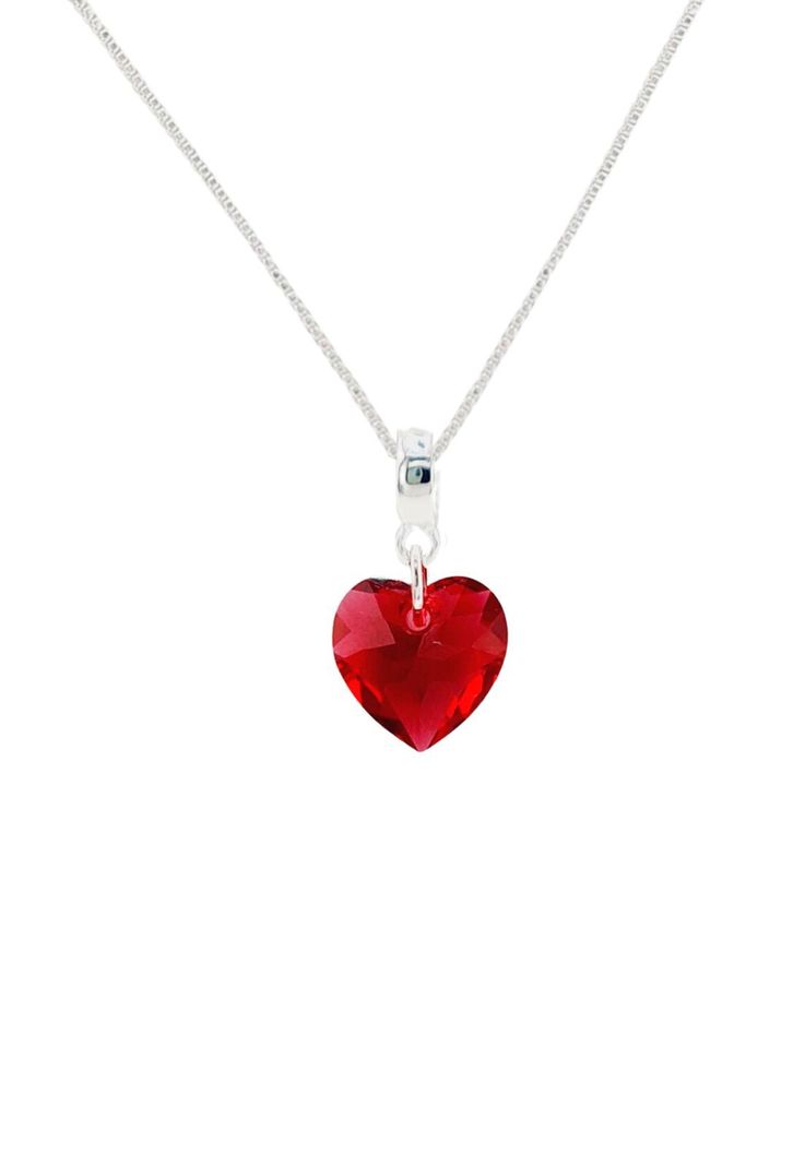 Collar Amor Baño de Oro Blanco Cristales Siam Shimmer.-0