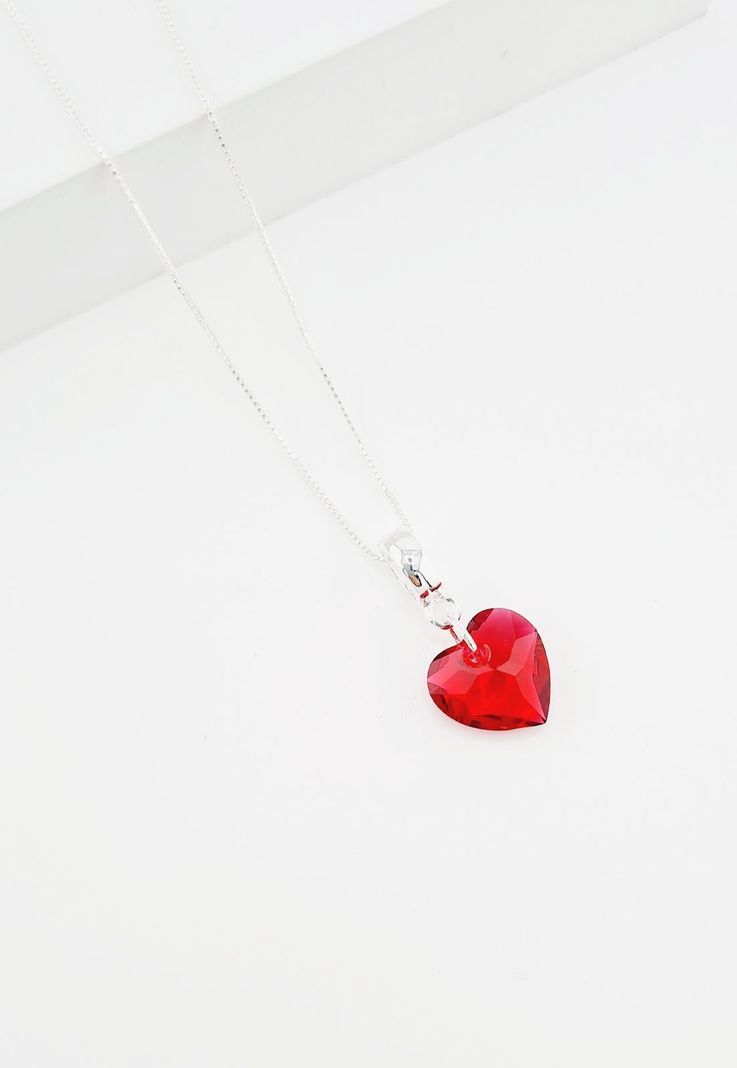 Collar Amor Baño de Oro Blanco Cristales Siam Shimmer.-1