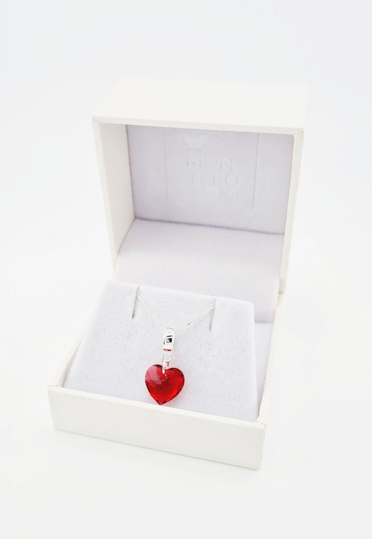 Collar Amor Baño de Oro Blanco Cristales Siam Shimmer.-2