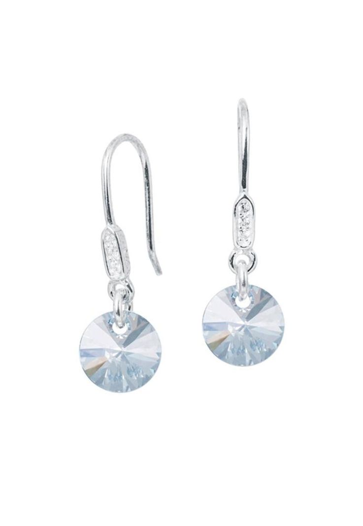 Aros Punto De Luz Circón Plata 925 Cristal Swarovski® Blue Shade