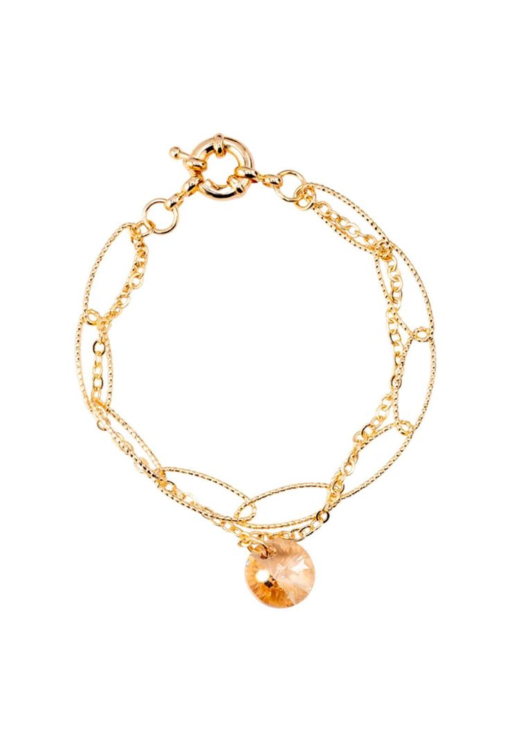 Pulsera Helena Gold Con Baño de Oro 24k y Cristales Genuinos Aurora Boreal-0