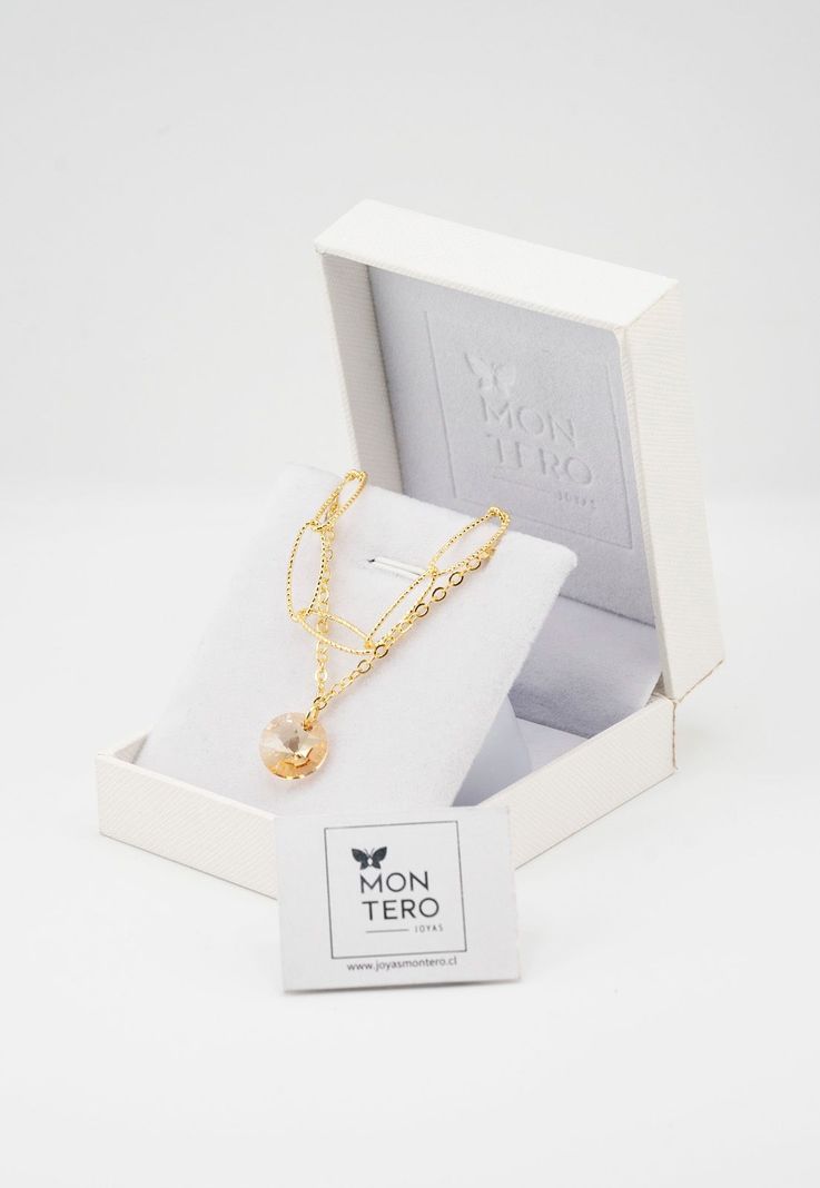 Pulsera Helena Gold Con Baño de Oro 24k y Cristales Genuinos Aurora Boreal-3