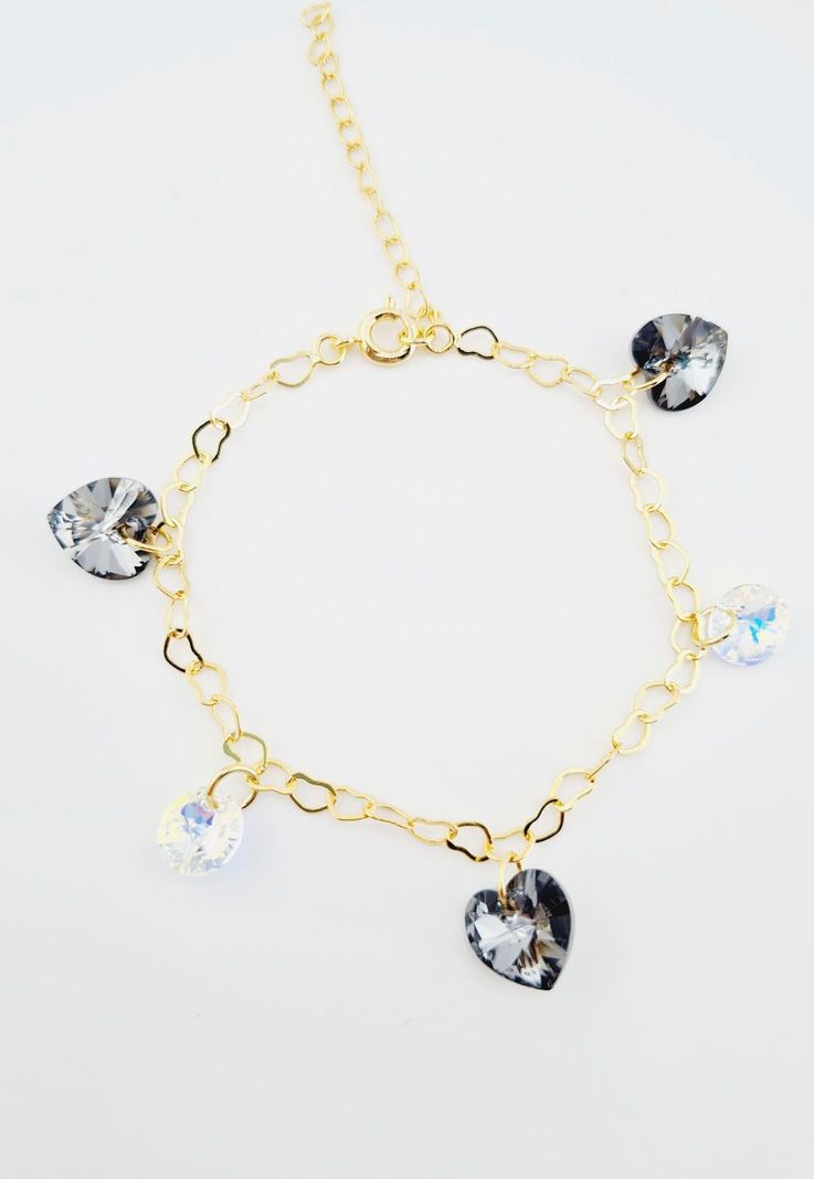Pulsera Romance Gold Baño de Oro 24k Cristal Genuino Silver Night-1