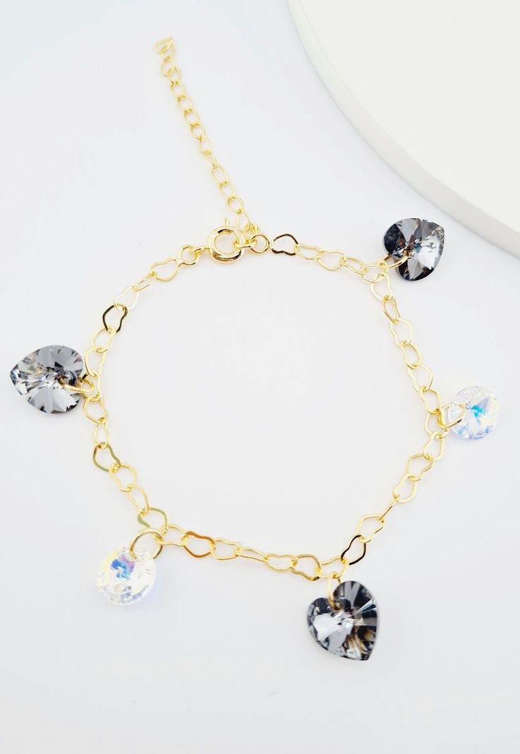 Pulsera Romance Gold Baño de Oro 24k Cristal Genuino Silver Night-2