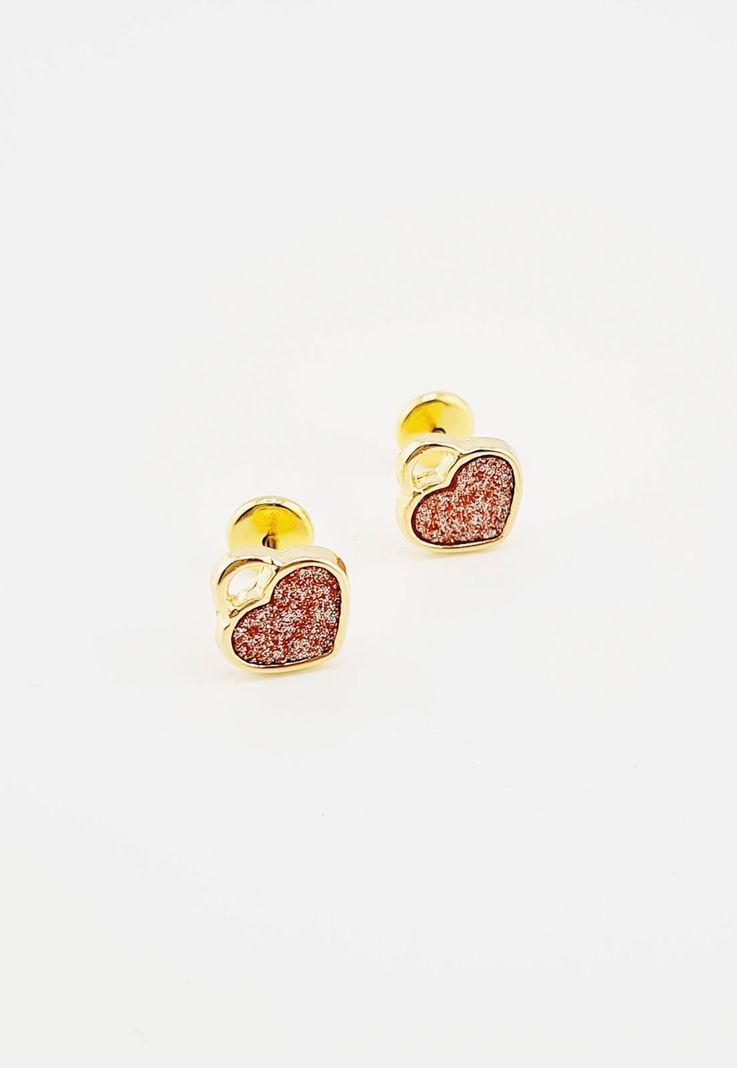 Aros Niña Corazon Baño de Oro 24k -2