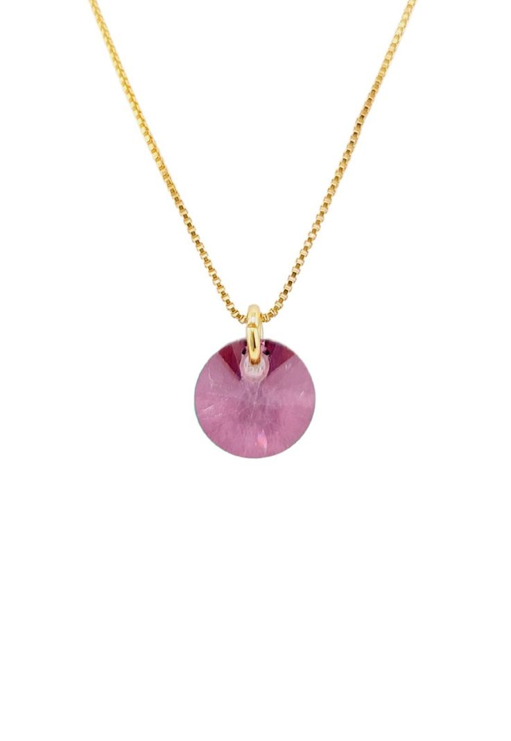 Collar Punto de Luz Gold Cristales Genuinos Antique Pink-0