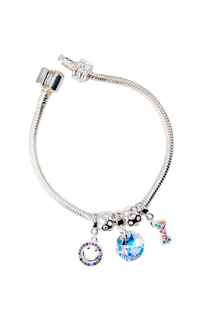 Pulsera Colomba Con Baño de Oro Blanco y Cristales Genuinos Aurora Boreal-0