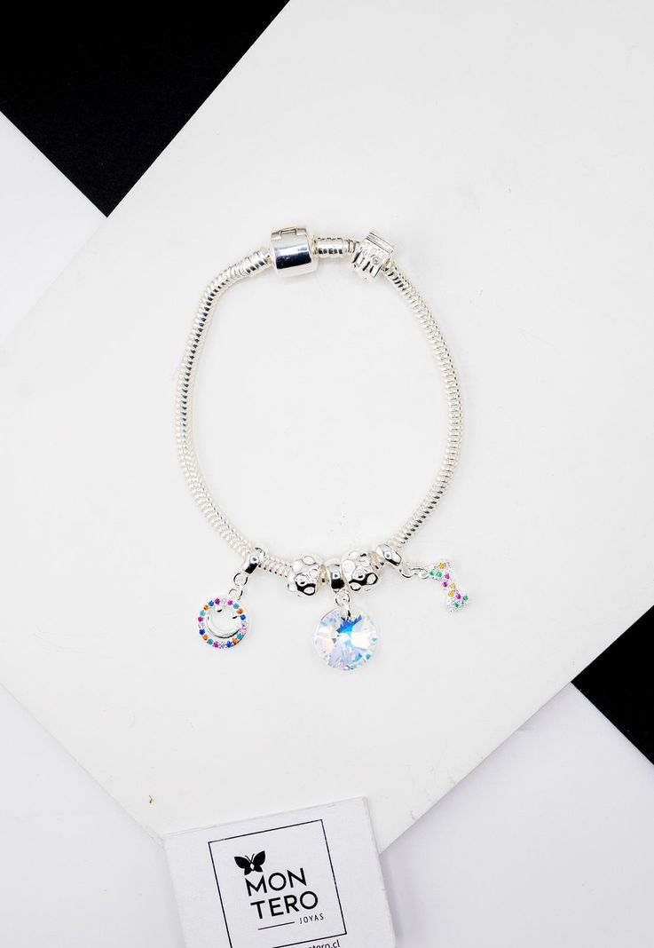 Pulsera Colomba Con Baño de Oro Blanco y Cristales Genuinos Aurora Boreal-1