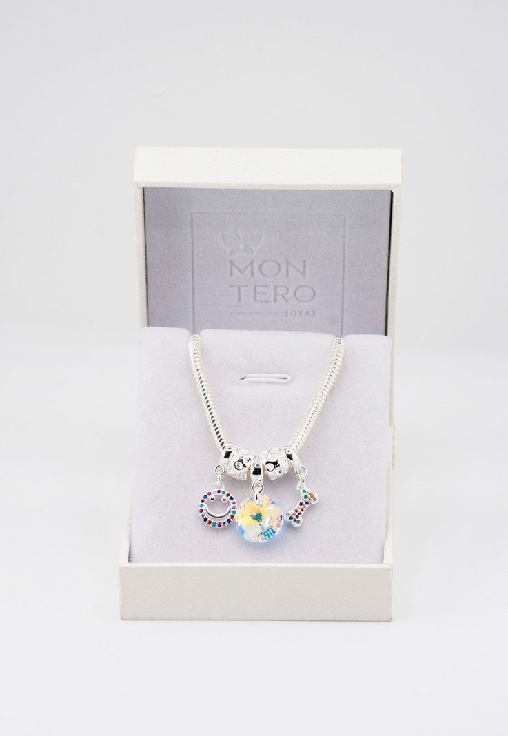 Pulsera Colomba Con Baño de Oro Blanco y Cristales Genuinos Aurora Boreal-3