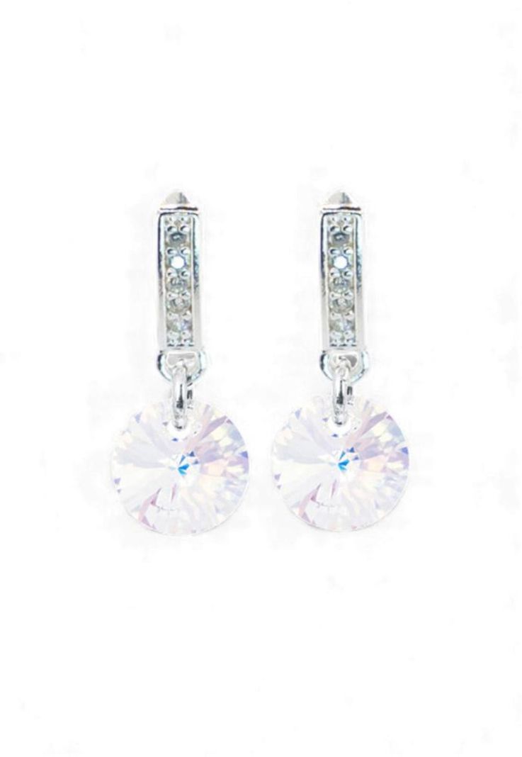 Aros Abril Baño Oro Blanco Cristal Swarovski® Aurora Boreal
