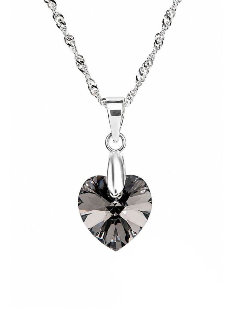 Collar Romance Plata 925 Cristal Swarovski Silver Night Plateado