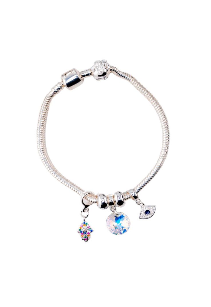 Pulsera Colomba Con Baño de Oro Blanco Microcircones y Cristales Genuinos-0