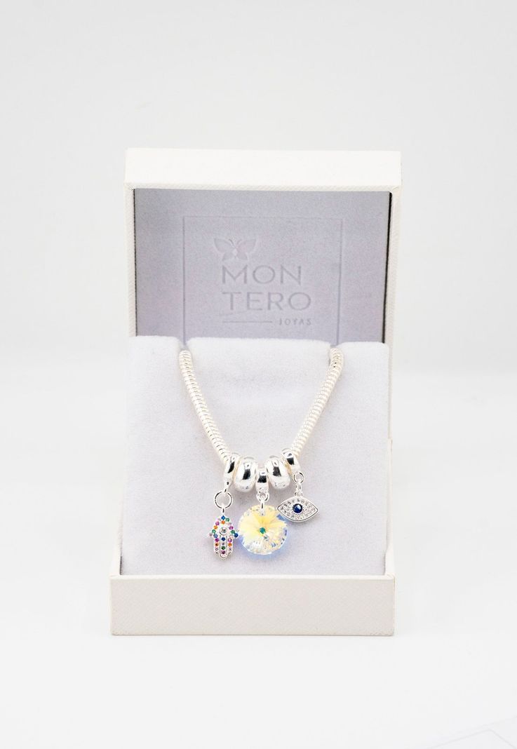 Pulsera Colomba Con Baño de Oro Blanco Microcircones y Cristales Genuinos-2