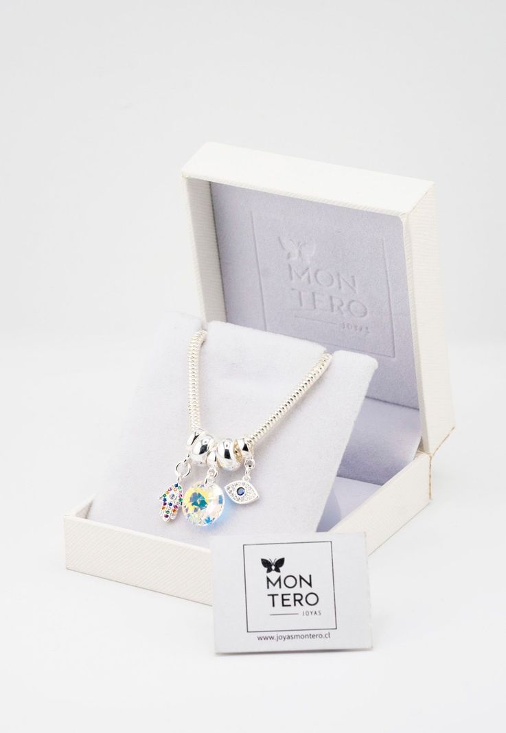 Pulsera Colomba Con Baño de Oro Blanco Microcircones y Cristales Genuinos-3