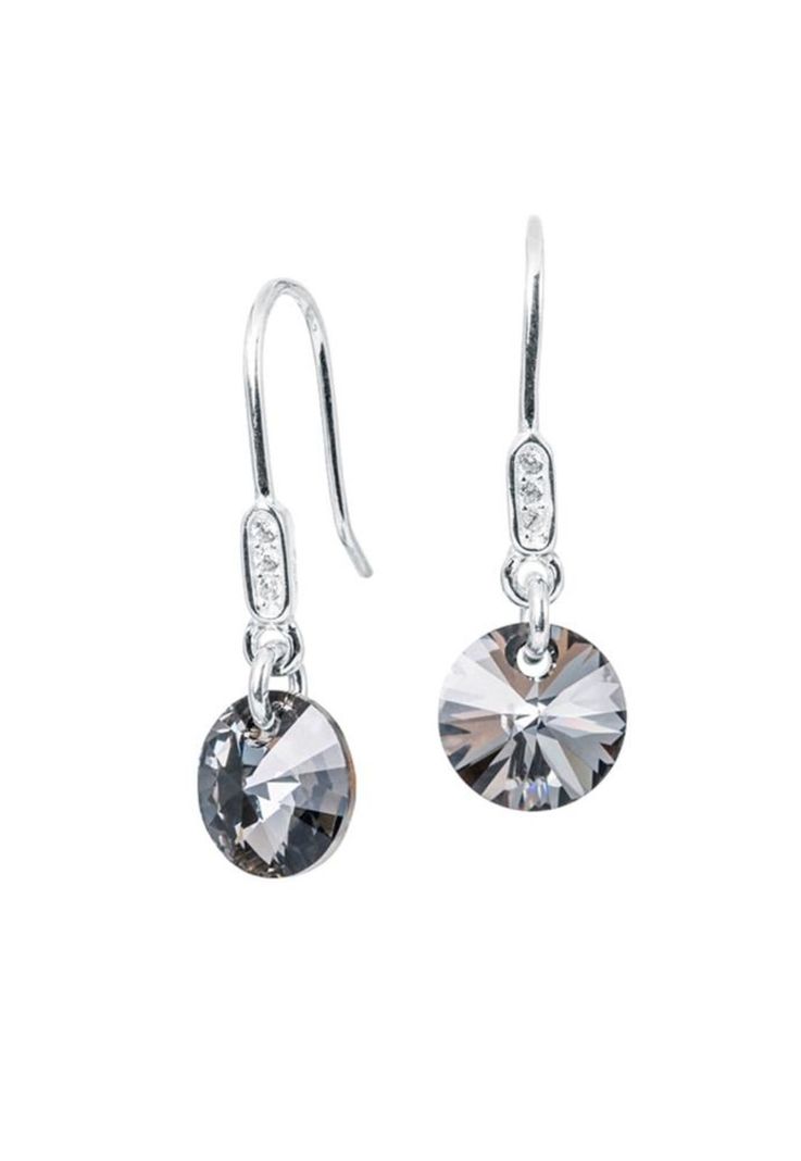 Aros Punto De Luz Circón Plata 925 Cristal Swarovski® Silver Night