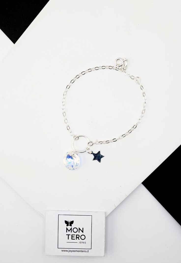 Pulsera Lia Plata Italiana 925 Cristal Genuino Aurora Boreal-1
