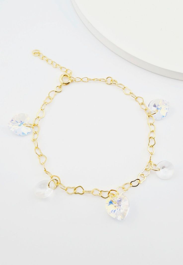 Pulsera Romance Gold Baño de Oro 24k Cristal Genuino Aurora Boreal-1