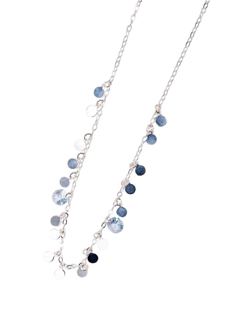 Collar Rumania Plata Italiana 925 y Cristal Genuino Blue Shade-0