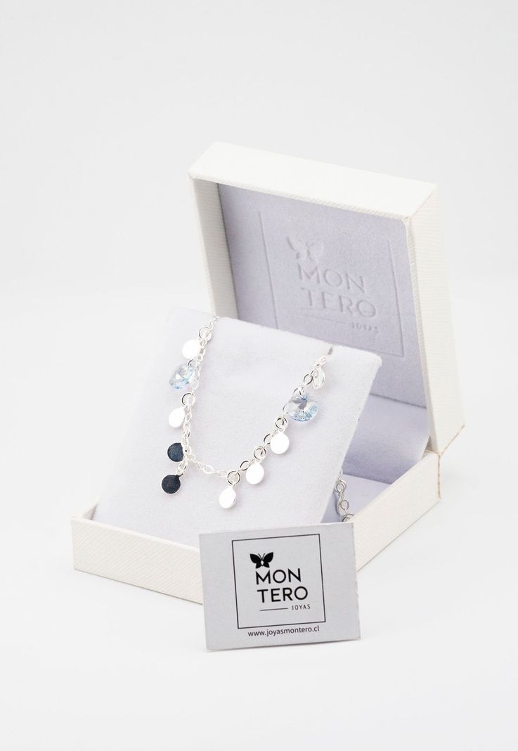Collar Rumania Plata Italiana 925 y Cristal Genuino Blue Shade-2