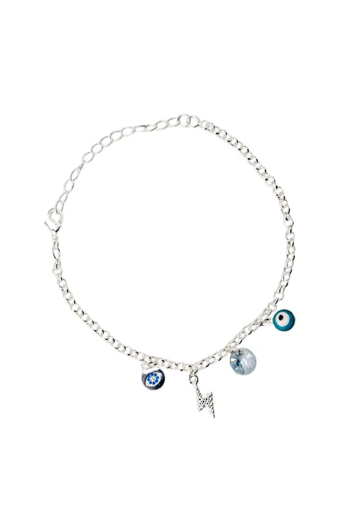 Pulsera Emir Con Baño de Oro Blanco y Cristales Genuinos Blue Shade-0