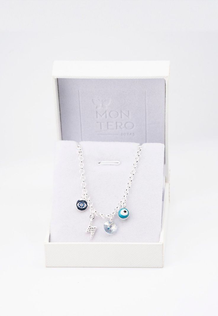 Pulsera Emir Con Baño de Oro Blanco y Cristales Genuinos Blue Shade-2