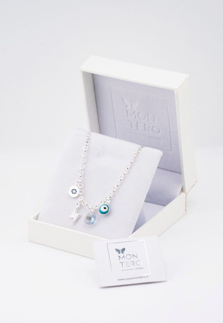 Pulsera Emir Con Baño de Oro Blanco y Cristales Genuinos Blue Shade-3