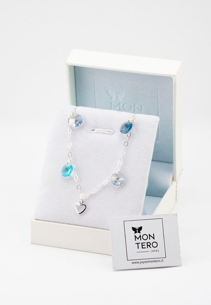 Pulsera Marie Plata Italiana 925 Cristal Blue Shade-2