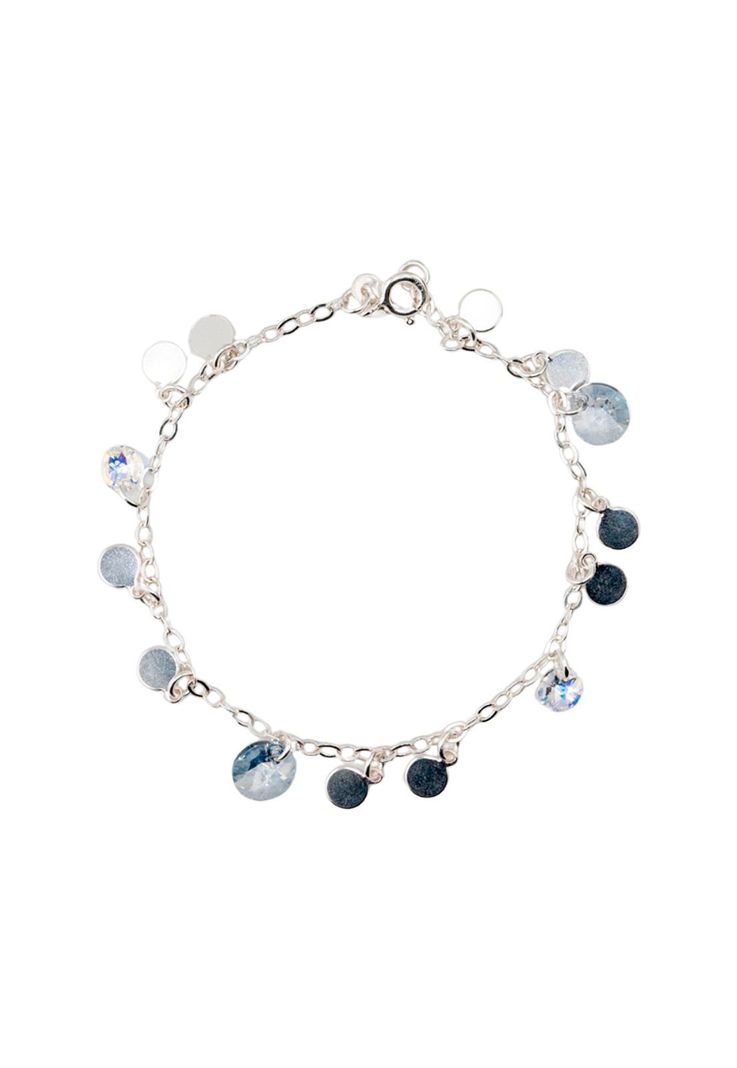 Pulsera Rumania Plata Italiana 925 y Cristales Genuinos Blue Shade-0