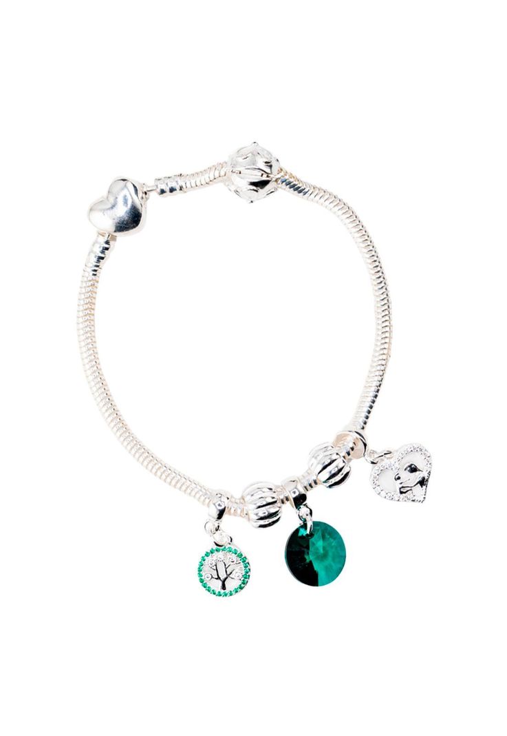 Pulsera Colomba Con Baño de Oro Blanco y Cristales Genuinos Emerald-0