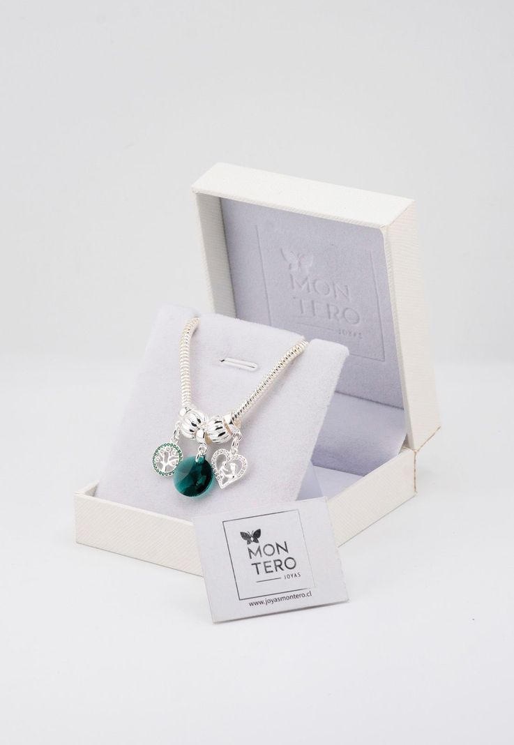 Pulsera Colomba Con Baño de Oro Blanco y Cristales Genuinos Emerald-4